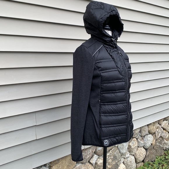 Michael MICHAEL KORS Mixed Media Quilted Jersey Knit Jacket - Black/Gray - Picture 8 of 16